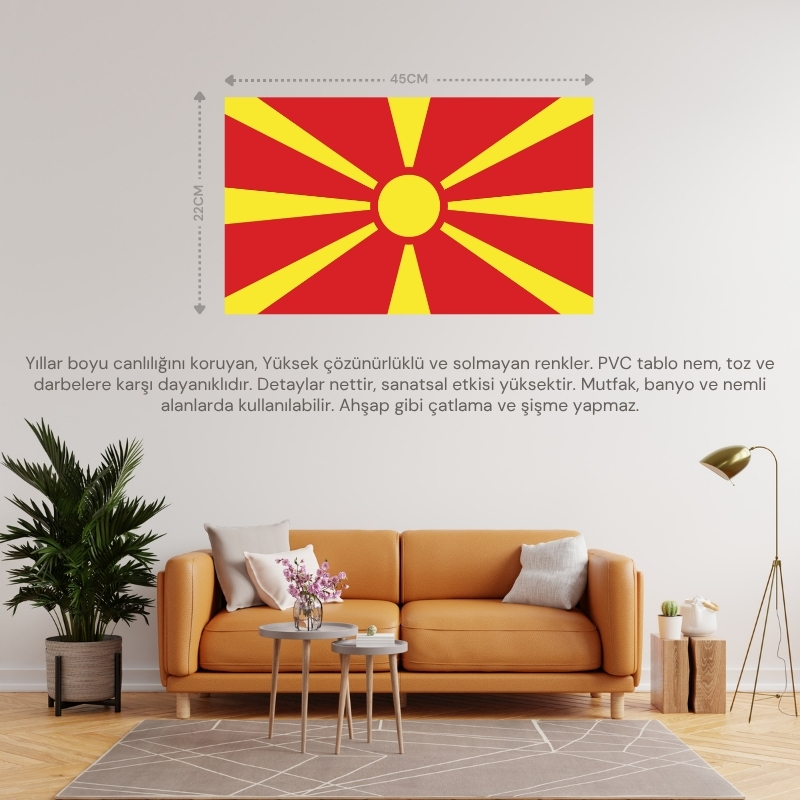 MAKEDONYA ÜLKE BAYRAĞI 45x22CM DUVAR TABLOSU ÇERÇEVESİZ PVC TABLO MAKEDONYA ÜLKE BAYRAĞI 45x22CM DUVAR TABLOSU ÇERÇEVESİZ PVC TABLO