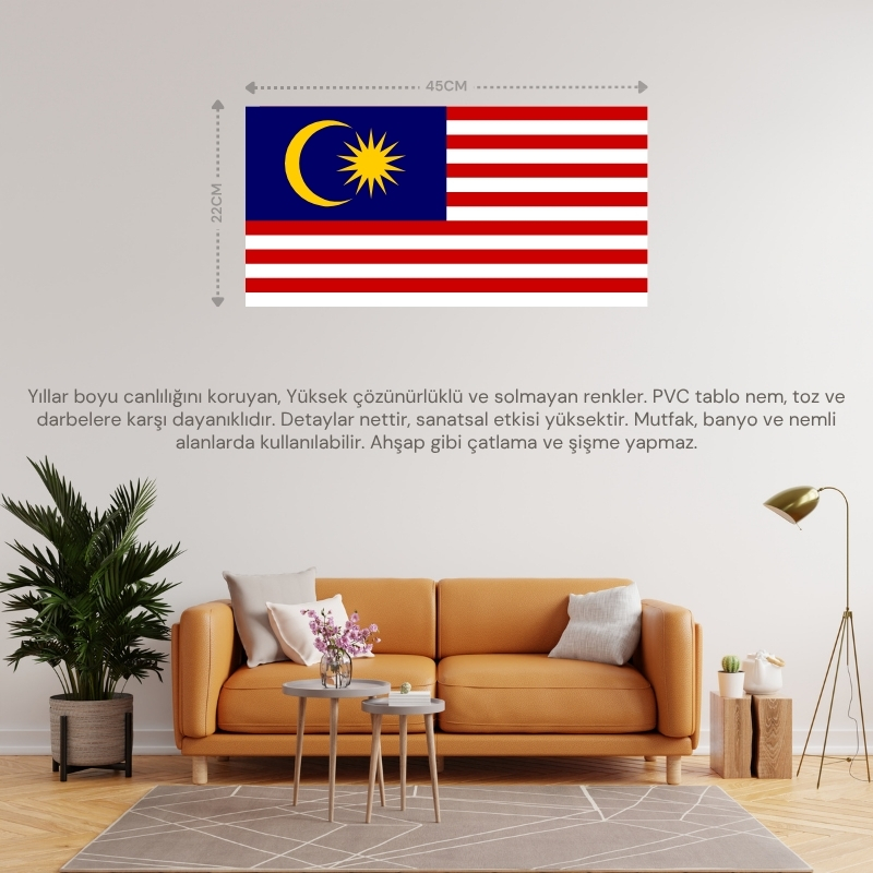MALEZYA ÜLKE BAYRAĞI 45x22CM DUVAR TABLOSU ÇERÇEVESİZ PVC TABLO MALEZYA ÜLKE BAYRAĞI 45x22CM DUVAR TABLOSU ÇERÇEVESİZ PVC TABLO