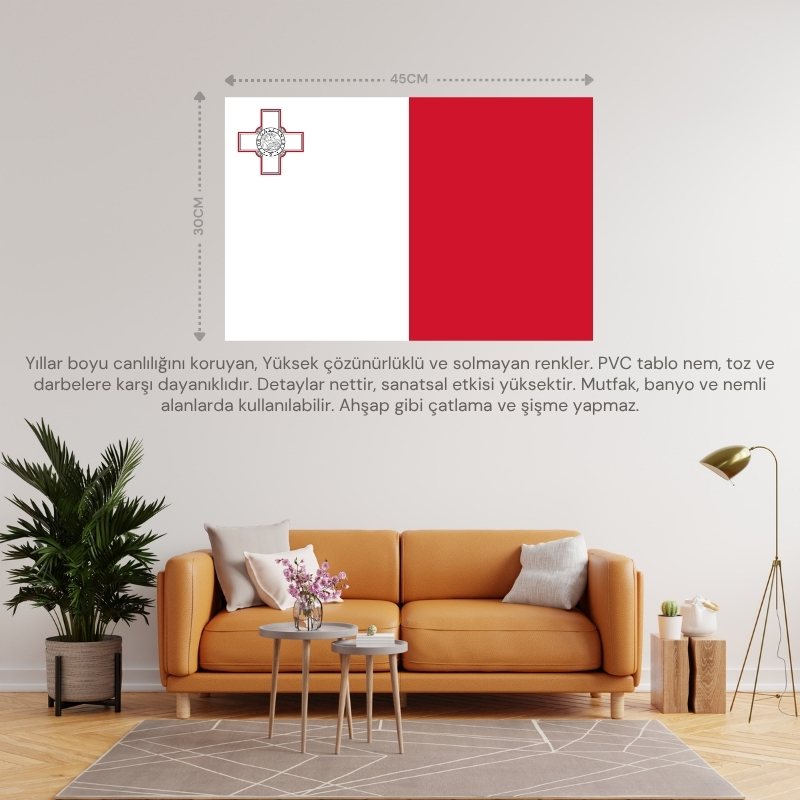 MALTA ÜLKE BAYRAĞI 45x30CM DUVAR TABLOSU ÇERÇEVESİZ PVC TABLO MALTA ÜLKE BAYRAĞI 45x30CM DUVAR TABLOSU ÇERÇEVESİZ PVC TABLO