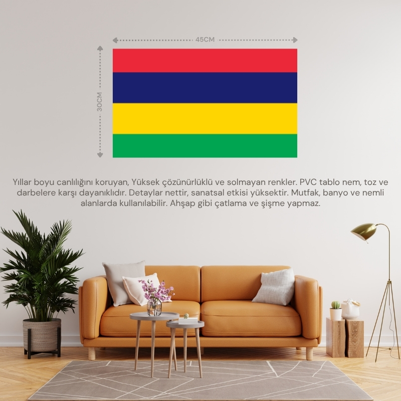 MAURİTİUS ÜLKE BAYRAĞI 45x30CM DUVAR TABLOSU ÇERÇEVESİZ PVC TABLO MAURİTİUS ÜLKE BAYRAĞI 45x30CM DUVAR TABLOSU ÇERÇEVESİZ PVC TABLO