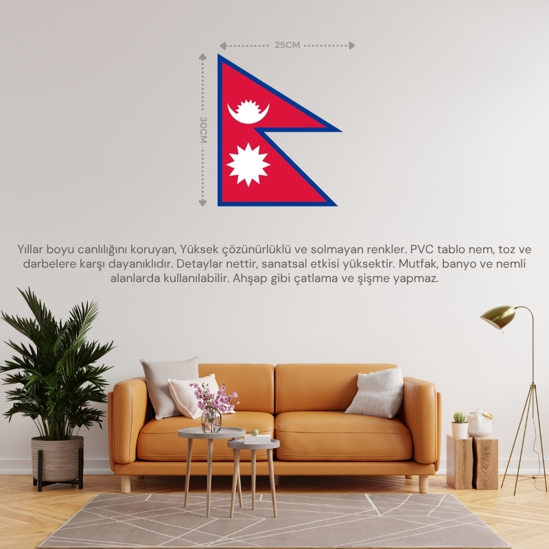 NEPAL ÜLKE BAYRAĞI 25x30CM DUVAR TABLOSU ÇERÇEVESİZ PVC TABLO NEPAL ÜLKE BAYRAĞI 25x30CM DUVAR TABLOSU ÇERÇEVESİZ PVC TABLO
