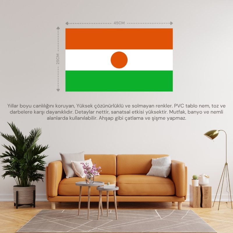 NİJER ÜLKE BAYRAĞI 45x22CM DUVAR TABLOSU ÇERÇEVESİZ PVC TABLO NİJER ÜLKE BAYRAĞI 45x22CM DUVAR TABLOSU ÇERÇEVESİZ PVC TABLO