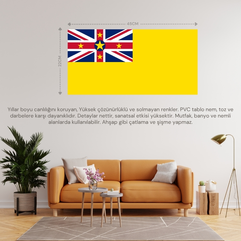 NİUE ÜLKE BAYRAĞI 45x22CM DUVAR TABLOSU ÇERÇEVESİZ PVC TABLO NİUE ÜLKE BAYRAĞI 45x22CM DUVAR TABLOSU ÇERÇEVESİZ PVC TABLO
