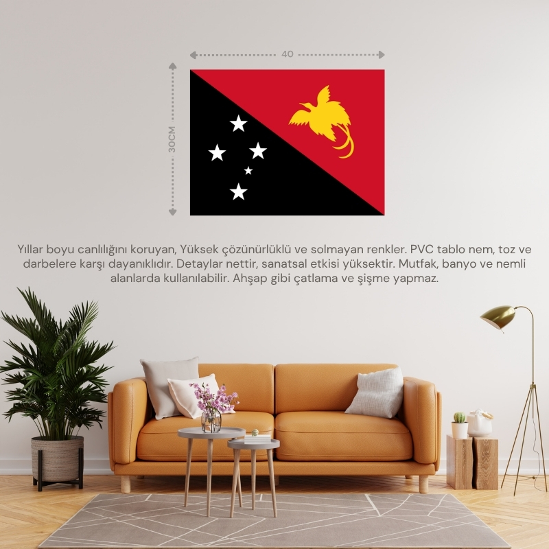 PAPUA YENİ GİNE ÜLKE BAYRAĞI 40x30CM DUVAR TABLOSU ÇERÇEVESİZ PVC TABLO PAPUA YENİ GİNE ÜLKE BAYRAĞI 40x30CM DUVAR TABLOSU ÇERÇEVESİZ PVC TABLO