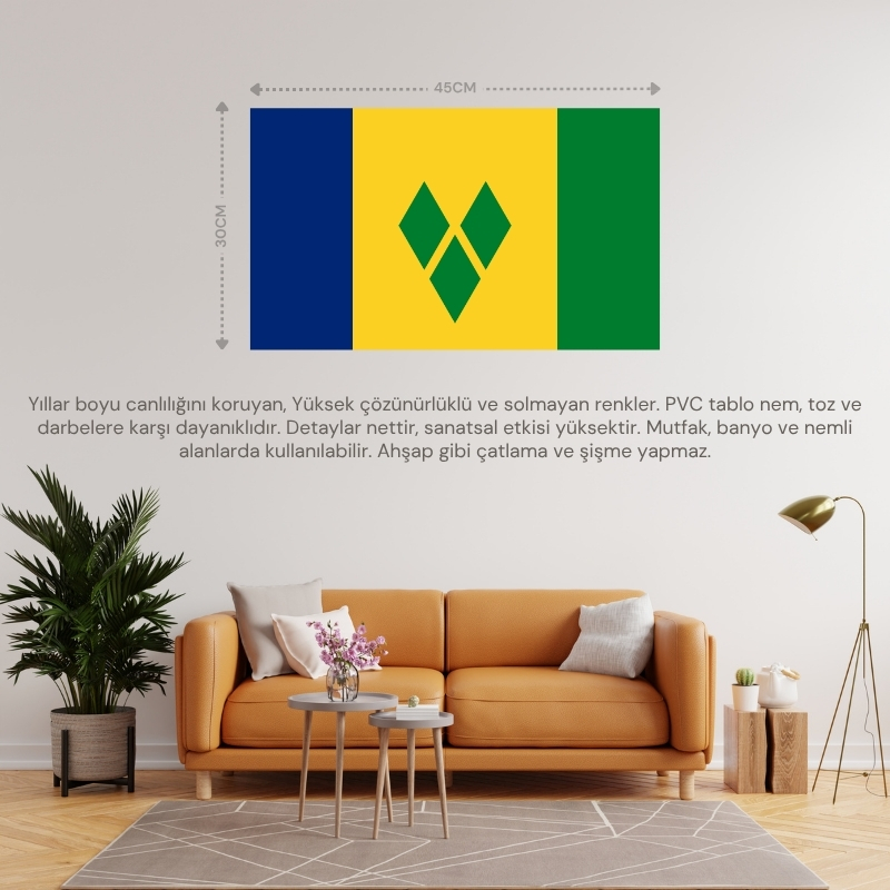 SANTA VİNCENT VE GRENADİNLER ÜLKE BAYRAĞI 45x30CM DUVAR TABLOSU ÇERÇEVESİZ PVC TABLO SANTA VİNCENT VE GRENADİNLER ÜLKE BAYRAĞI 45x30CM DUVAR TABLOSU ÇERÇEVESİZ PVC TABLO