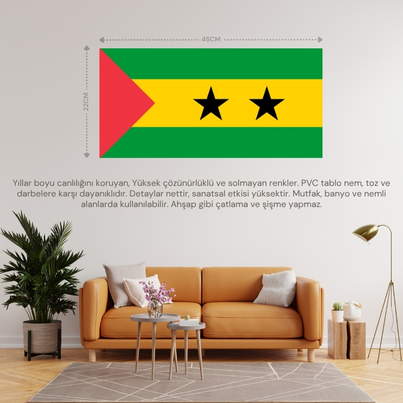 SAO TOME VE PRİNCİPE ÜLKE BAYRAĞI 45x22CM DUVAR TABLOSU ÇERÇEVESİZ PVC TABLO SAO TOME VE PRİNCİPE ÜLKE BAYRAĞI 45x22CM DUVAR TABLOSU ÇERÇEVESİZ PVC TABLO