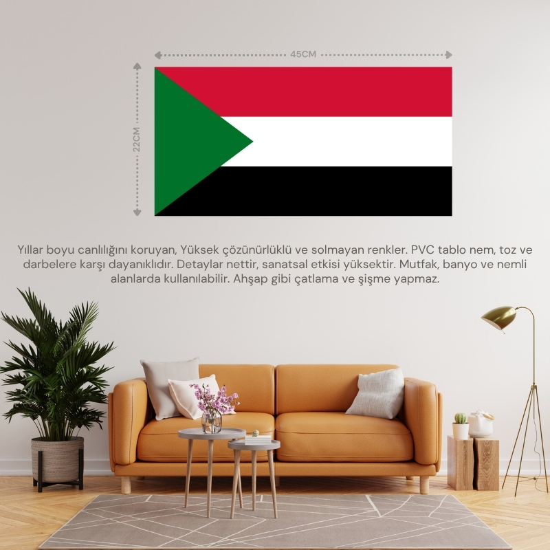 SUDAN ÜLKE BAYRAĞI 45x22CM DUVAR TABLOSU ÇERÇEVESİZ PVC TABLO SUDAN ÜLKE BAYRAĞI 45x22CM DUVAR TABLOSU ÇERÇEVESİZ PVC TABLO