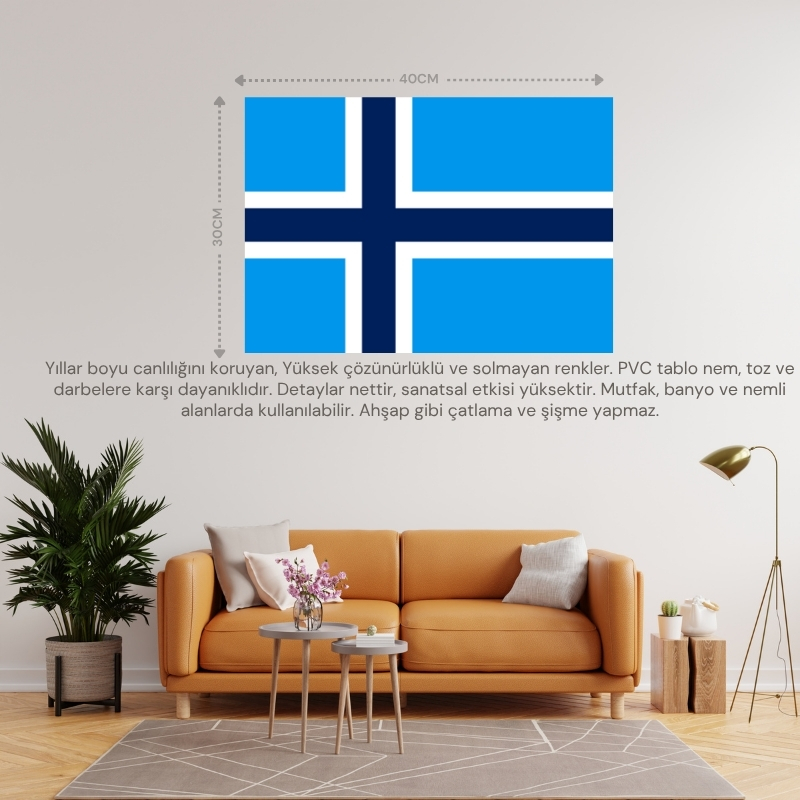 SVALBARD ÜLKE BAYRAĞI 40x30CM DUVAR TABLOSU ÇERÇEVESİZ PVC TABLO