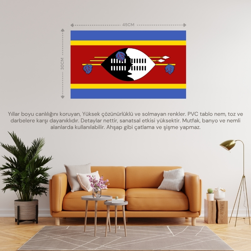 SVAZİLAND ÜLKE BAYRAĞI 45x30CM DUVAR TABLOSU ÇERÇEVESİZ PVC TABLO SVAZİLAND ÜLKE BAYRAĞI 45x30CM DUVAR TABLOSU ÇERÇEVESİZ PVC TABLO