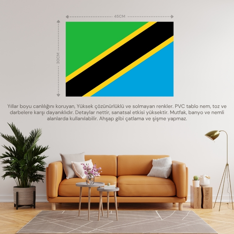 TANZANYA ÜLKE BAYRAĞI 45x30CM DUVAR TABLOSU ÇERÇEVESİZ PVC TABLO TANZANYA ÜLKE BAYRAĞI 45x30CM DUVAR TABLOSU ÇERÇEVESİZ PVC TABLO