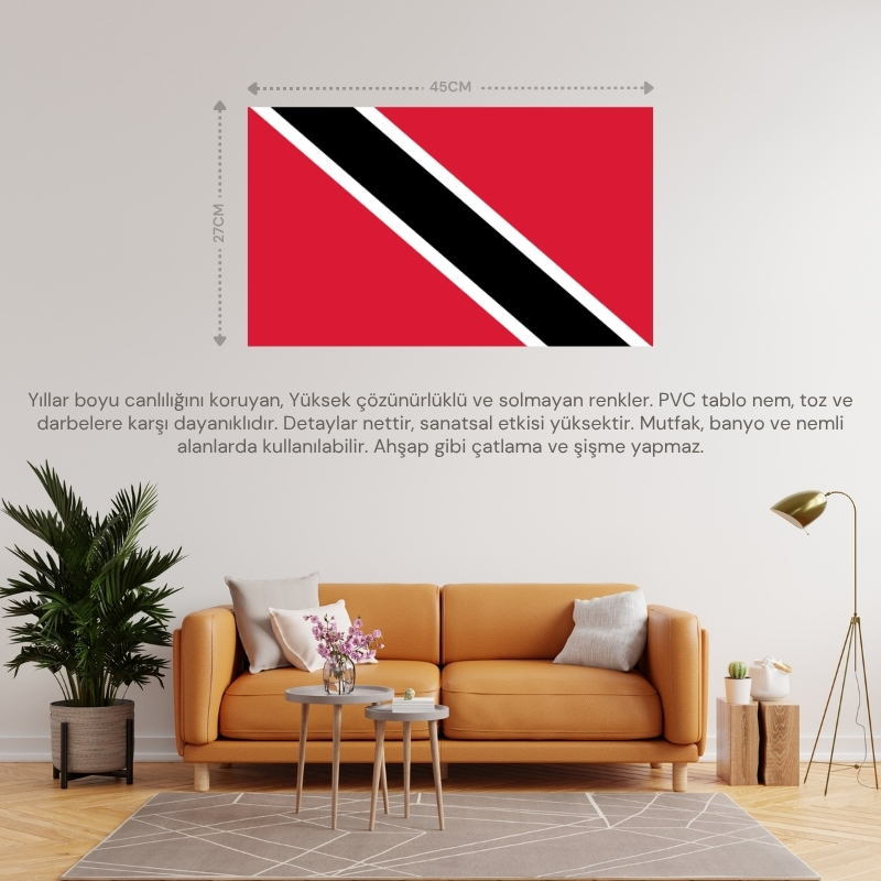 TRİNİDAD VE TOBAGO ÜLKE BAYRAĞI 45x27CM DUVAR TABLOSU ÇERÇEVESİZ PVC TABLO