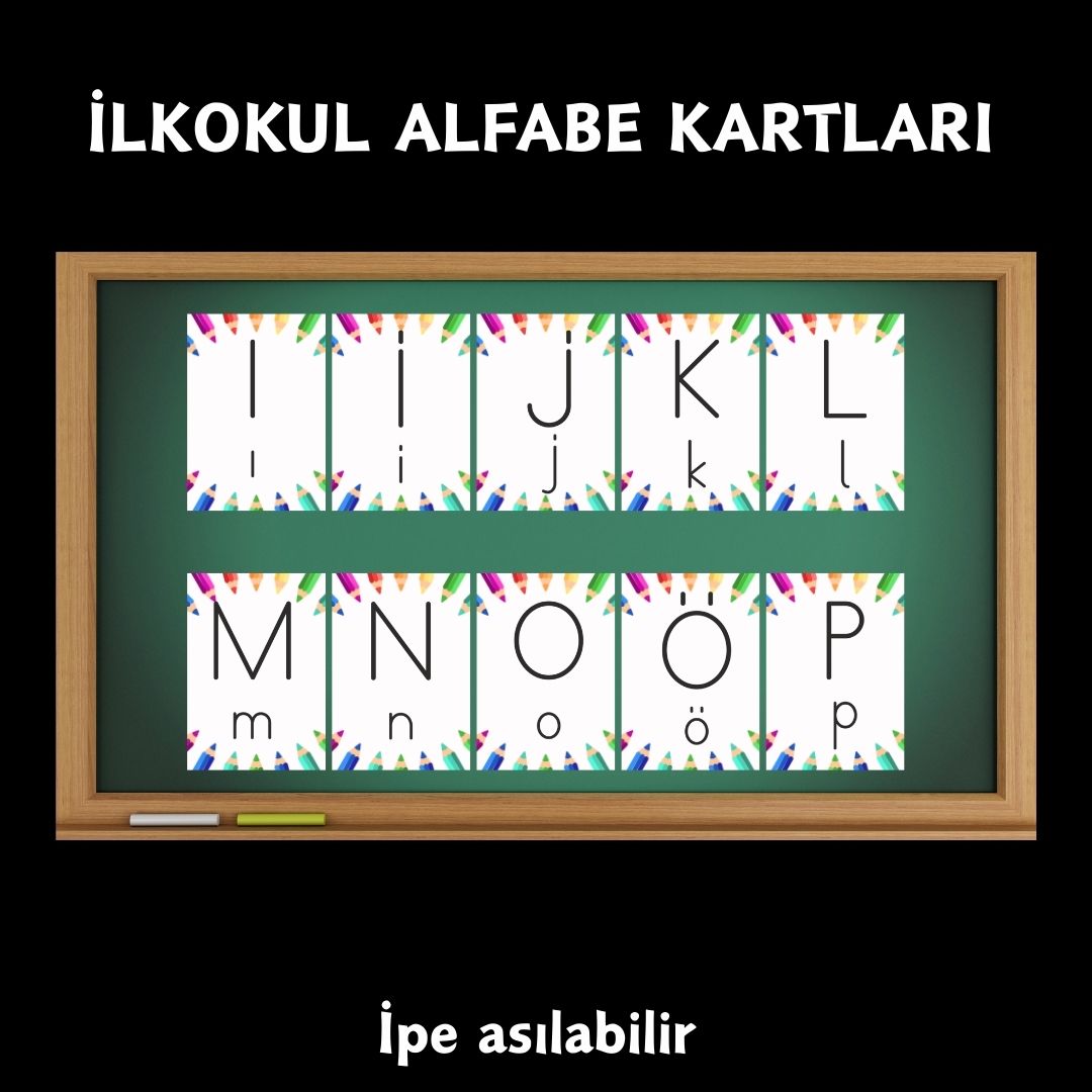 İLKOKUL ALFABE KARTLARI 01 (ASILABİLİR) İLKOKUL ALFABE KARTLARI 01 (ASILABİLİR)