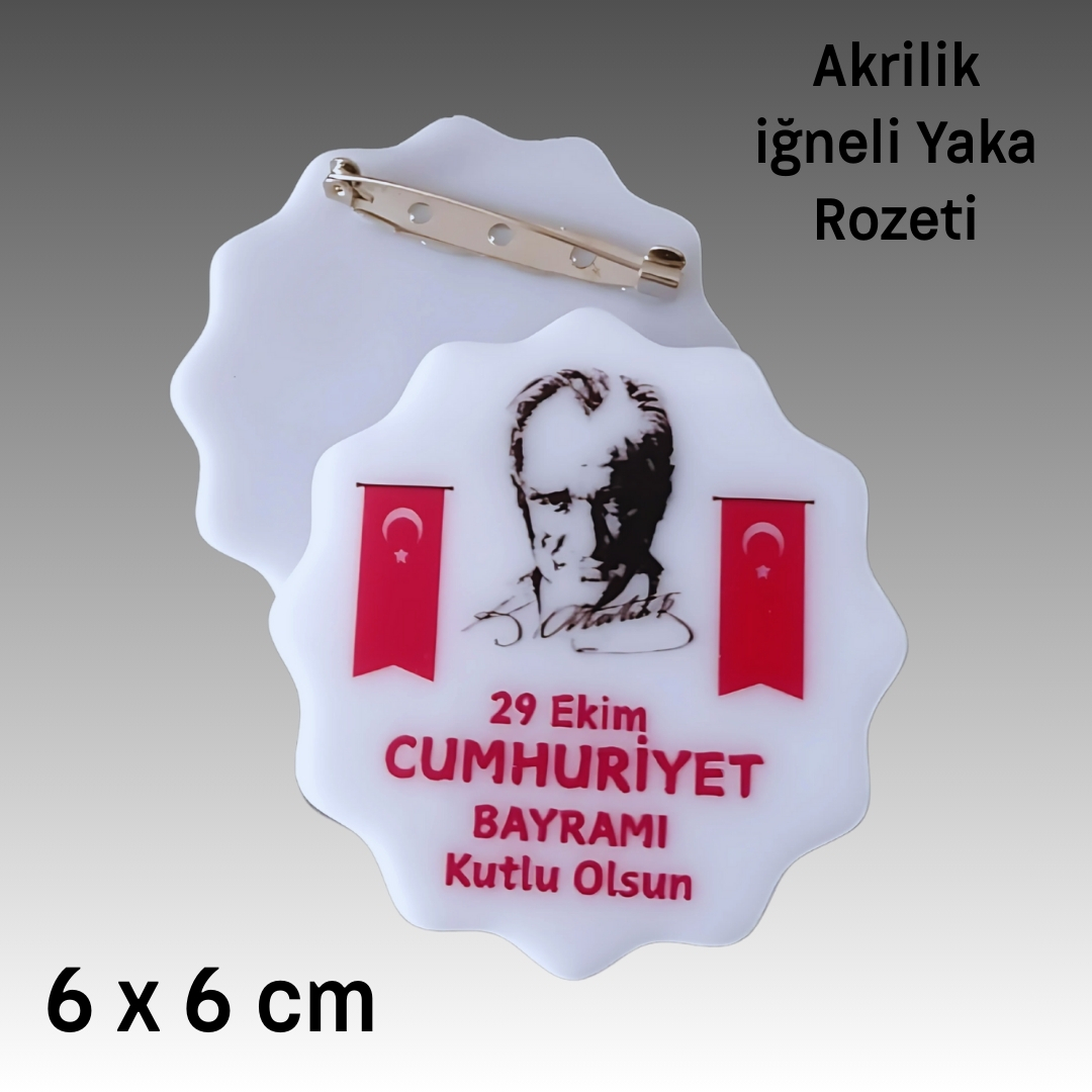 29 EKİM CUMHURİYET BAYRAMI İĞNELİ AKRİLİK YAKA ROZETİ 8'Lİ