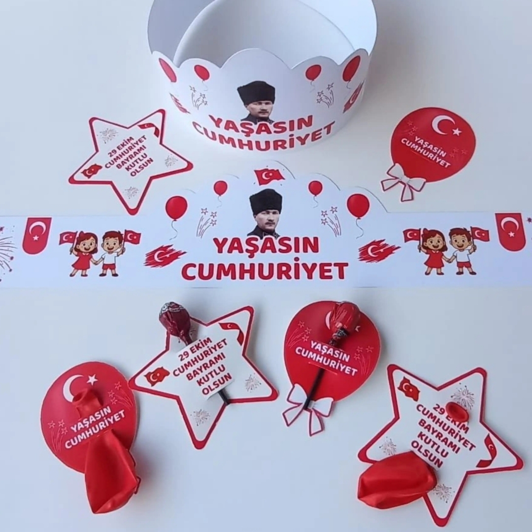 YAŞASIN CUMHURİYET TAÇ ŞEKER ve BALON KARTI 12li SET