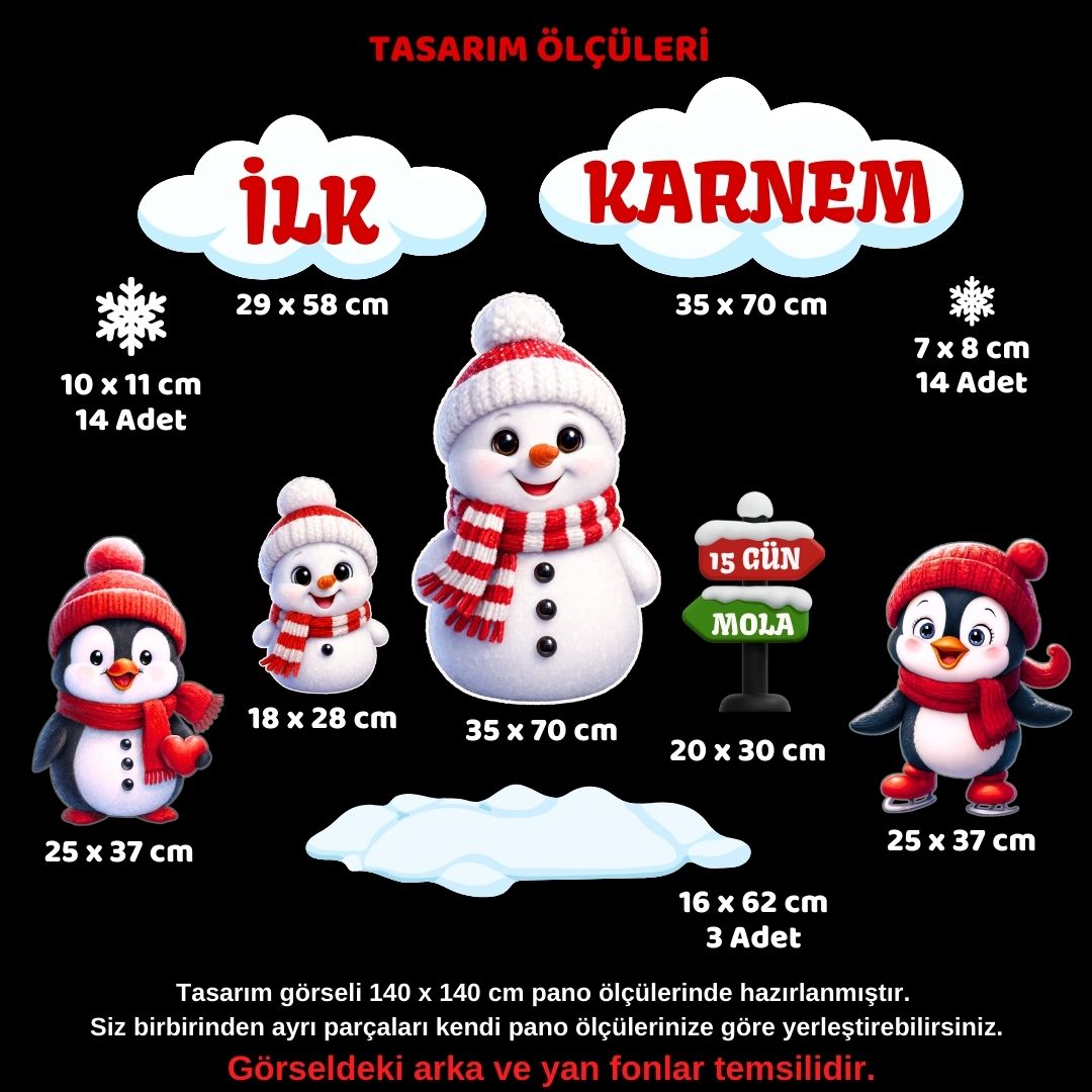 KIŞ TEMALI İLK KARNEM PANO SÜSÜ