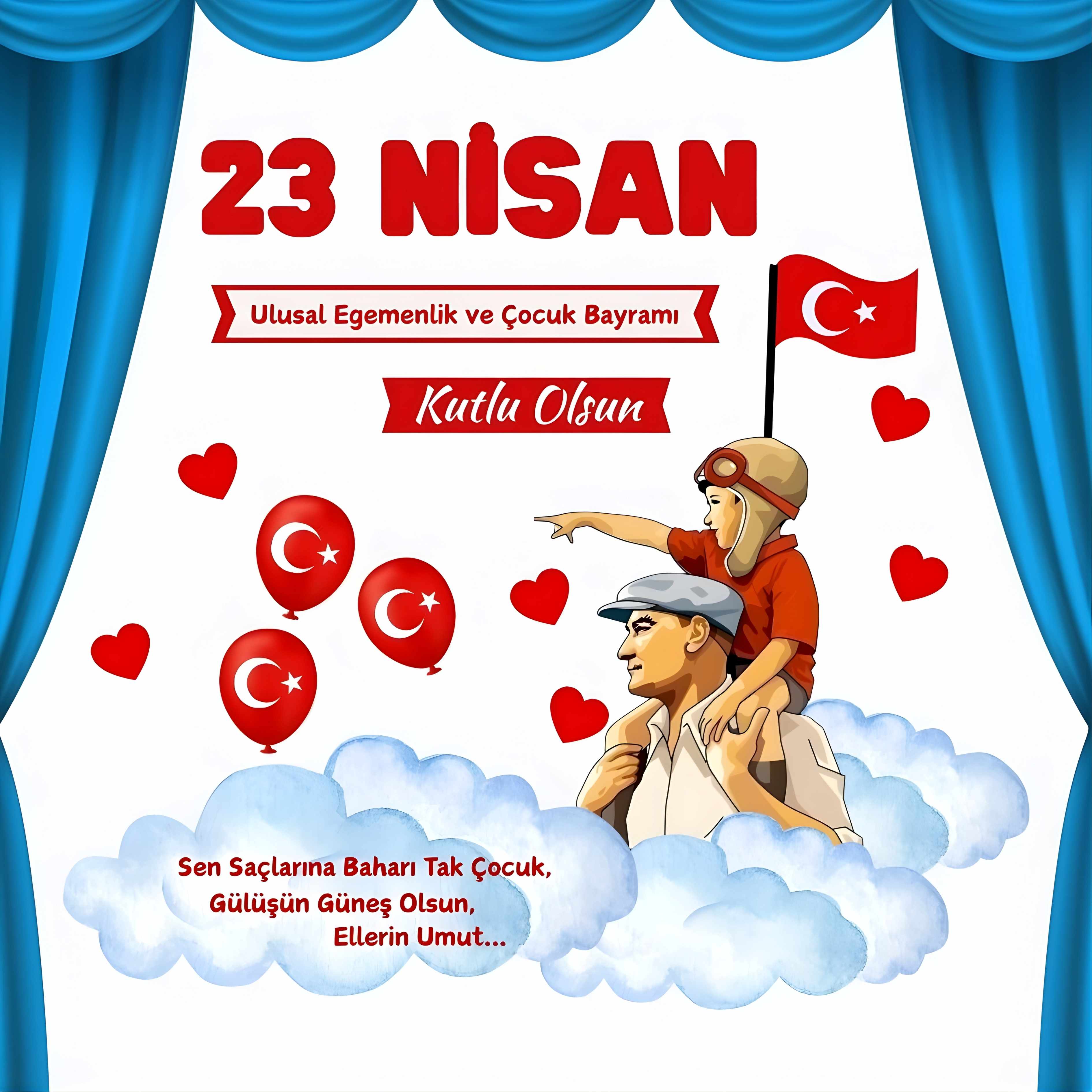 23 Nisan Kutlu Olsun Premium Vinil Pano 160×160 cm – 02 (Tek Parça)
