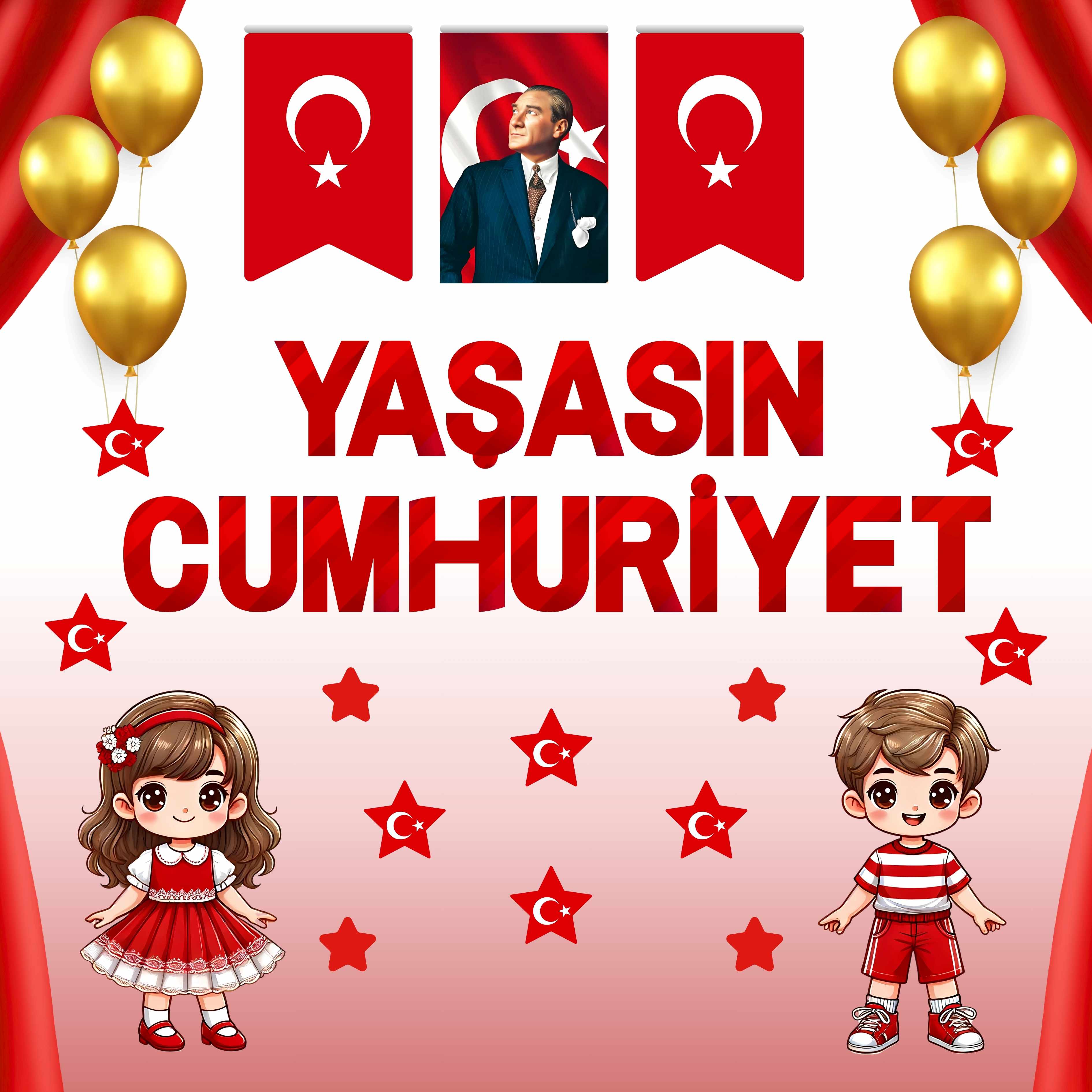 29 Ekim Cumhuriyet Bayramı Premium Vinil Pano 160×160 cm – 01 (Tek Parça)