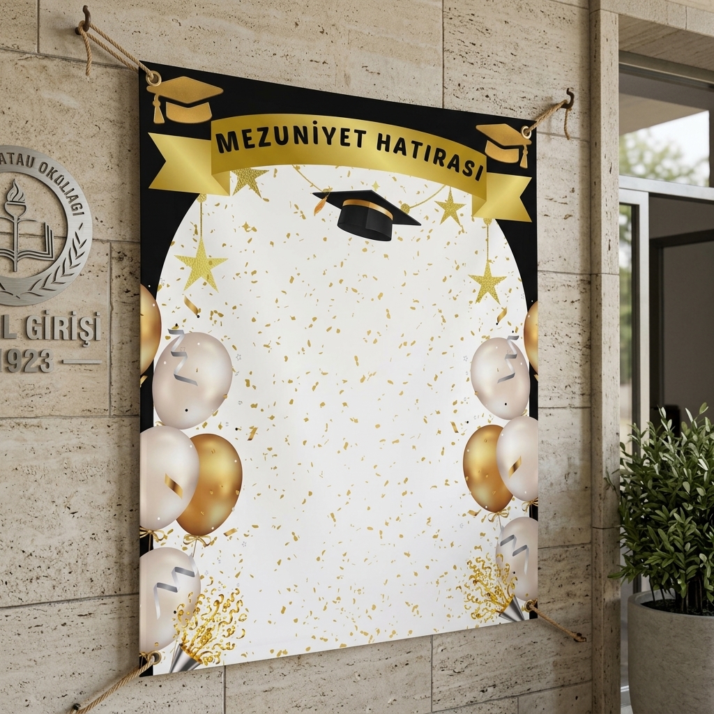 Mezuniyet Hatırası Hatıra Fotoğrafı PVC Vinil Afiş 160 x 200 cm | Tek Parça 