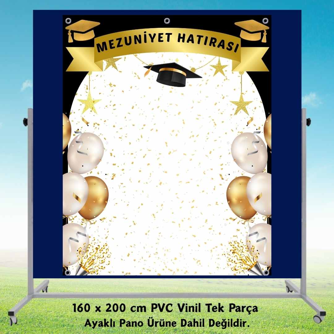 Mezuniyet Hatırası Hatıra Fotoğrafı PVC Vinil Afiş 160 x 200 cm | Tek Parça 
