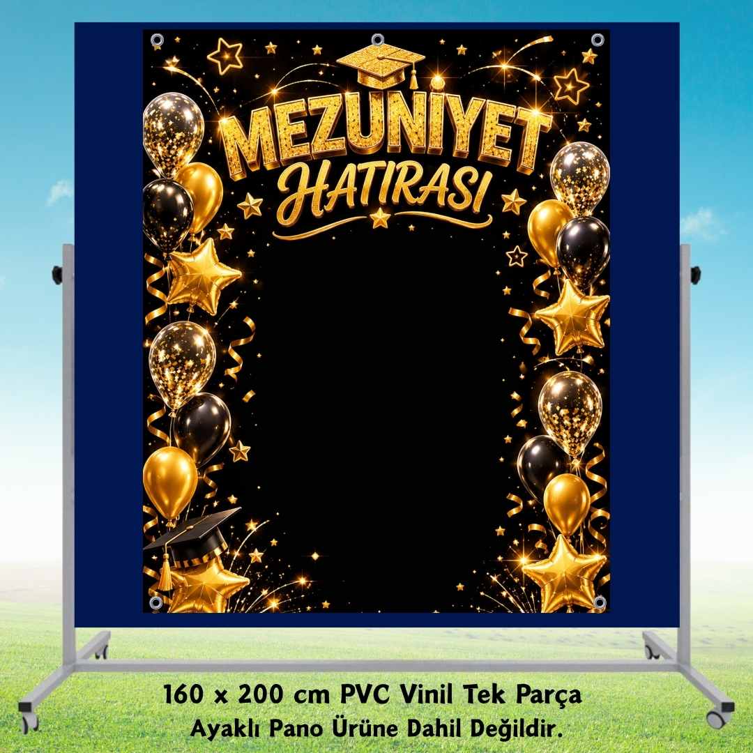 Mezuniyet Hatırası Hatıra Fotoğrafı PVC Vinil Afiş 160 x 200 cm | Tek Parça 02