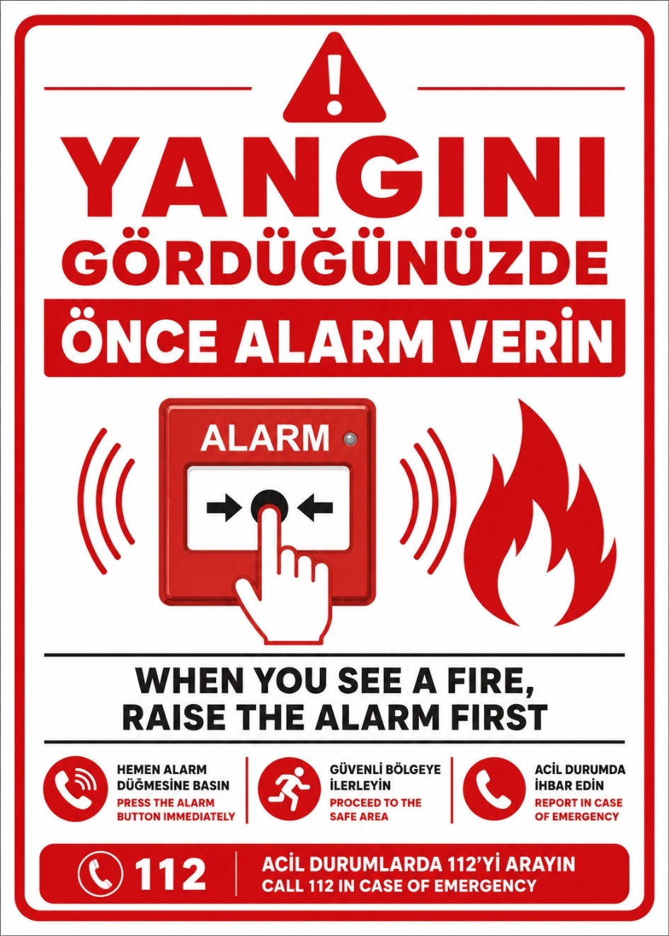 YANGINI GÖRDÜĞÜNÜZDE ÖNCE ALARM VERİN 21X30CM PVC ISG LEVHA