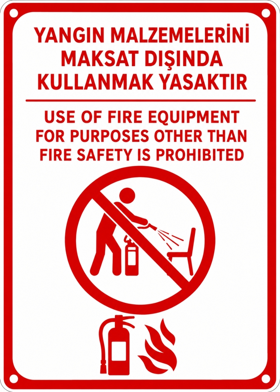 YANGIN MALZEMELERİNİ MAKSAT DIŞINDA KULLANMAK YASAKTIR 21X30CM PVC ISG LEVHA