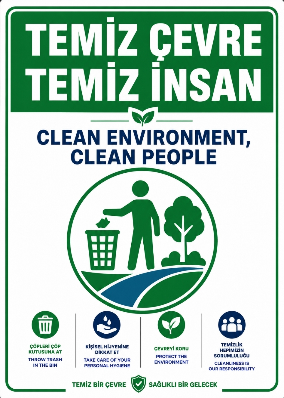 TEMİZ ÇEVRE TEMİZ İNSAN 21X30CM PVC ISG LEVHA