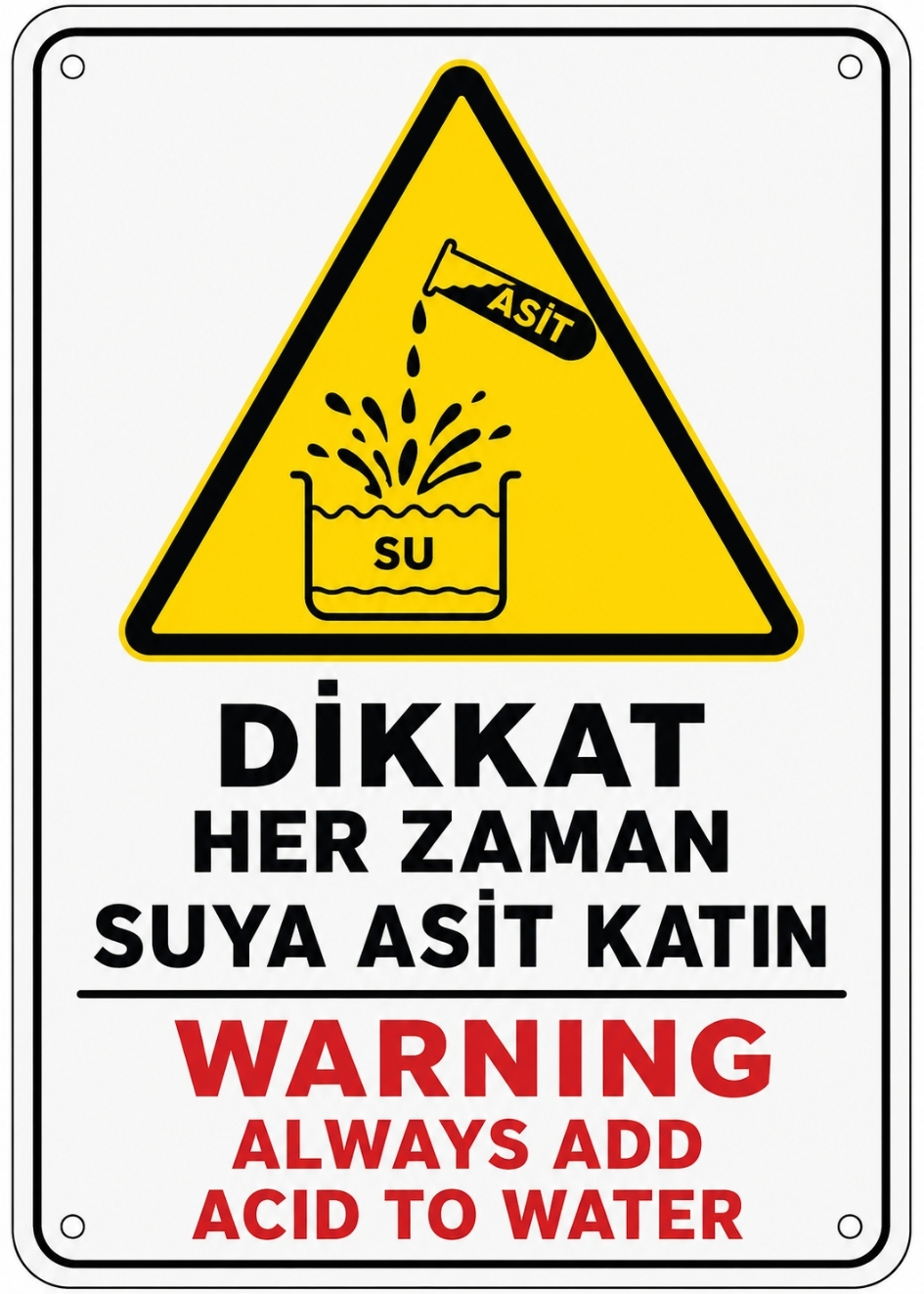 DİKKAT SUYA HER ZAMAN ASİT KATIN 21X30CM PVC ISG LEVHA DİKKAT SUYA HER ZAMAN ASİT KATIN 21X30CM PVC ISG LEVHA