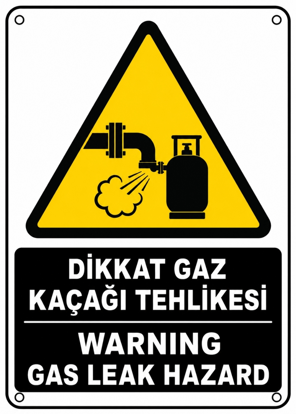 DİKKAT GAZ KAÇAĞI TEHLİKESİ 21X30CM PVC ISG LEVHA