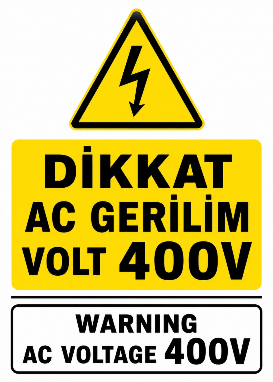 DİKKAT AC GERİLİM VOLT 400V 21X30CM PVC ISG LEVHA