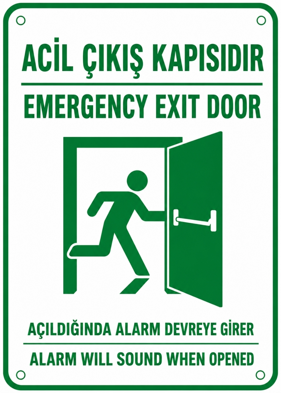 ACİL ÇIKIŞ KAPISIDIR 21X30CM PVC ISG LEVHA