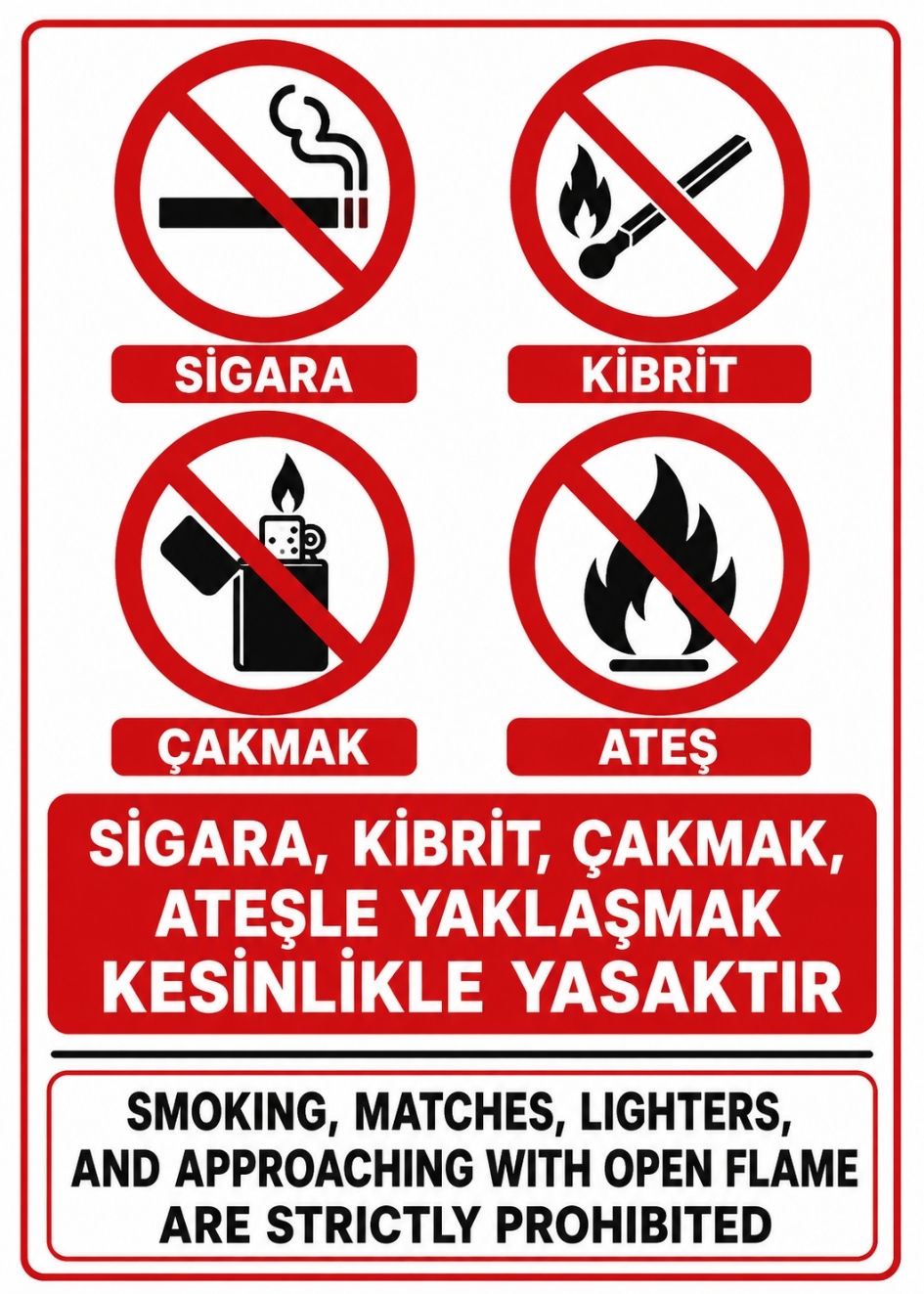 ATEŞLE YAKLAŞMAK KESİNLİKLE YASAKTIR 21X30CM PVC ISG LEVHA ATEŞLE YAKLAŞMAK KESİNLİKLE YASAKTIR 21X30CM PVC ISG LEVHA