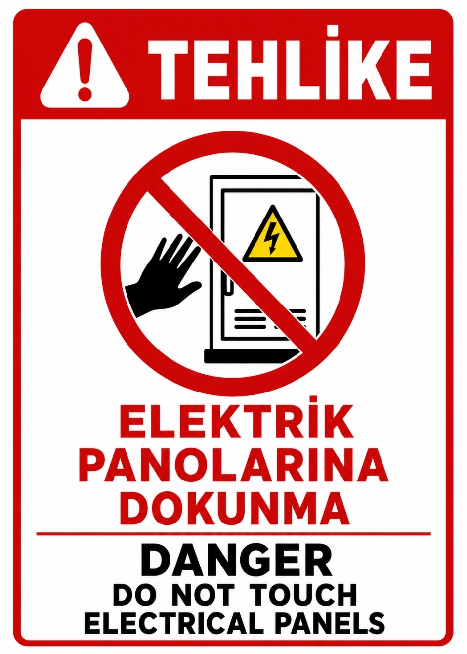 ELEKTRİK PANOLARINA DOKUNMA 21X30CM PVC ISG LEVHA