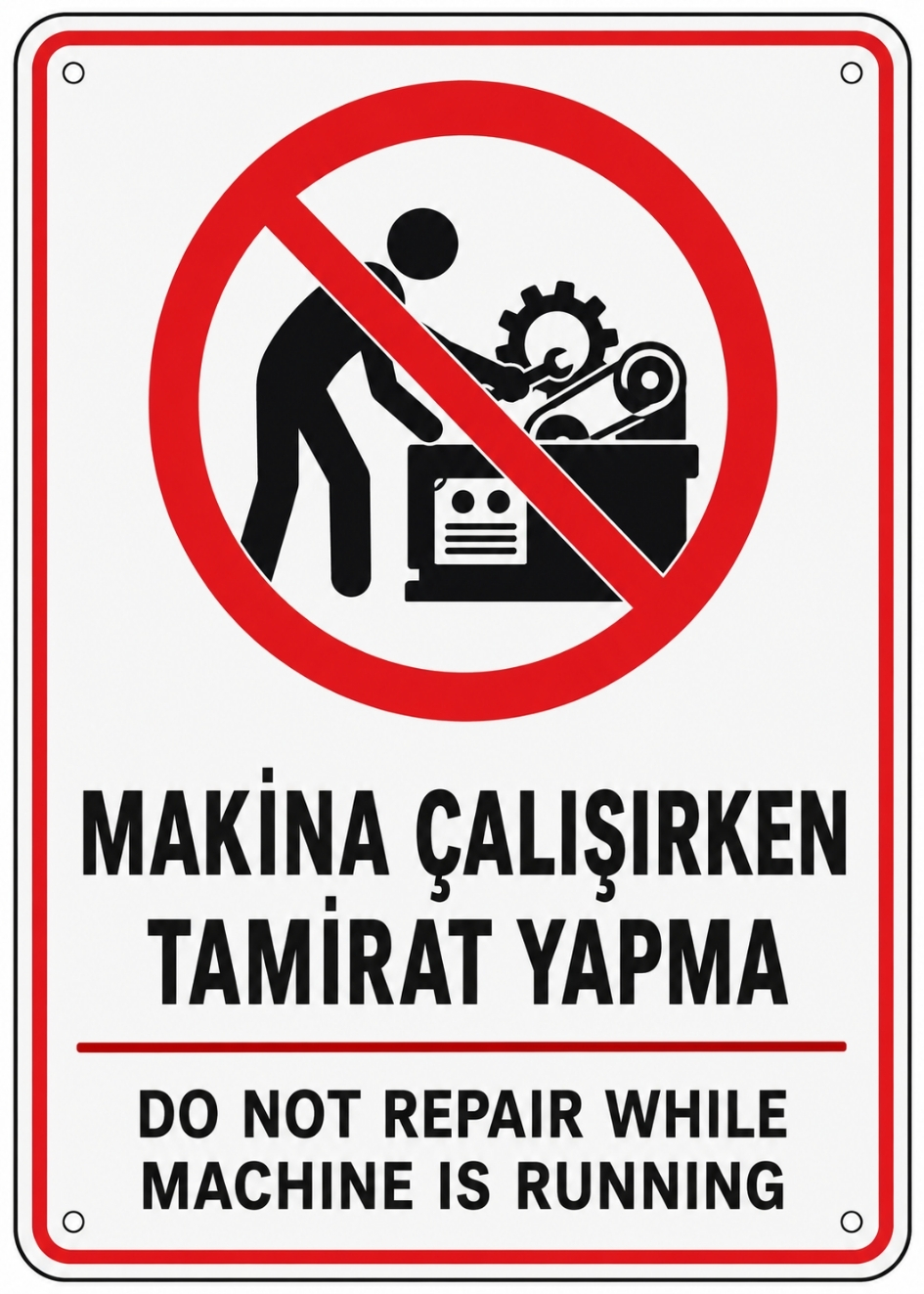 MAKİNE ÇALIŞIRKEN TAMİRAT YAPMA 21X30CM PVC ISG LEVHA