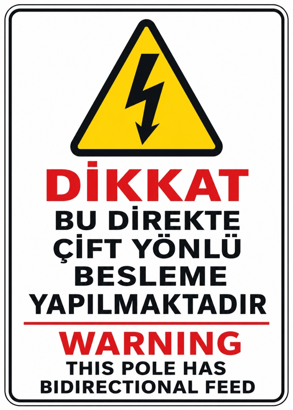 DİKKAT BU DİREKTE ÇİFT YÖNLÜ BESLEME YAPILMAKTADIR 21X30CM PVC ISG LEVHA