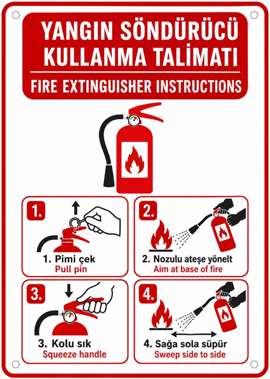 YANGIN SÖNDÜRÜCÜ KULLANMA TALİMATI 21X30CM PVC ISG LEVHA