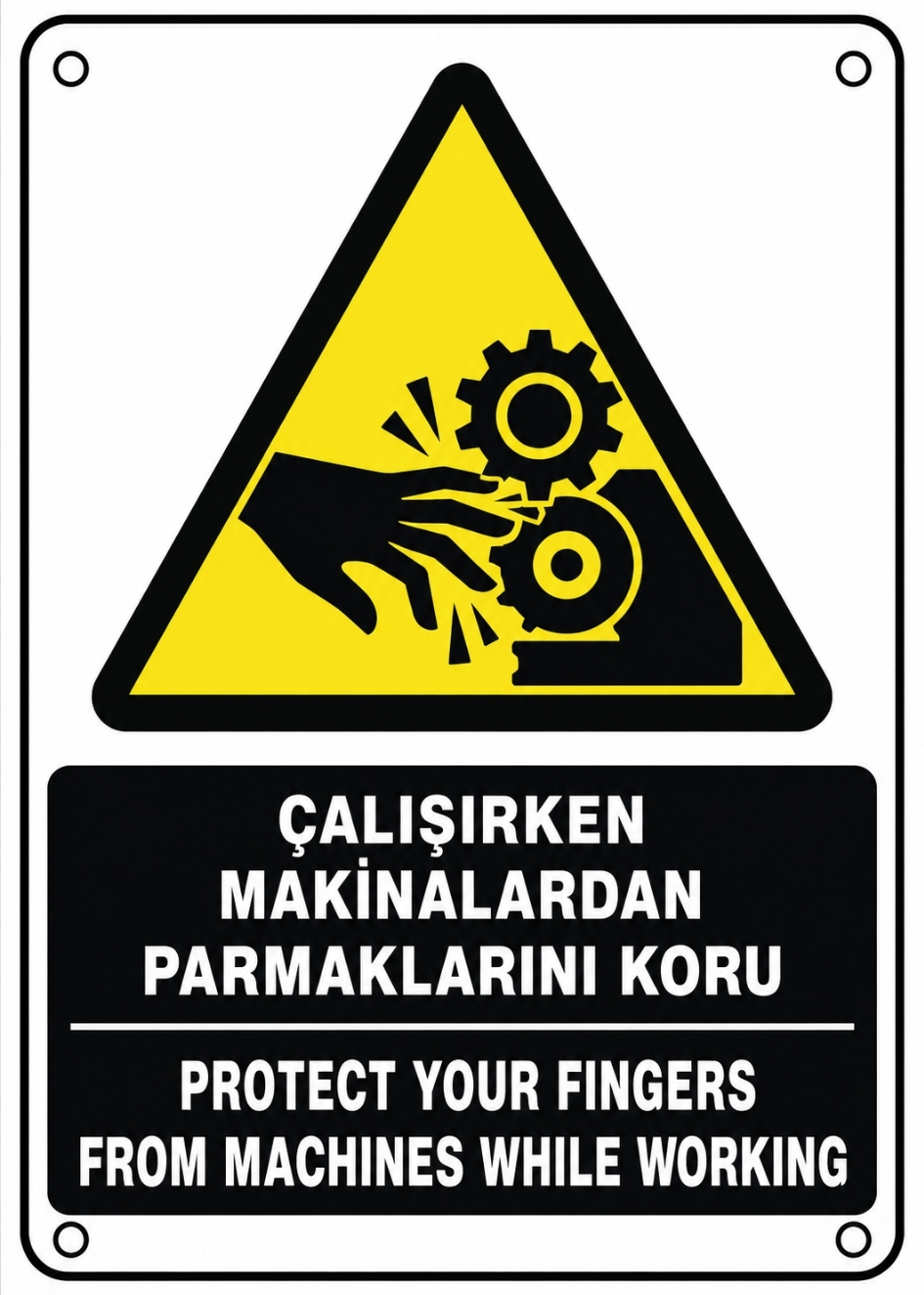ÇALIŞIRKEN MAKİNALARDAN PARMAKLARINI KORU 21X30CM PVC ISG LEVHA