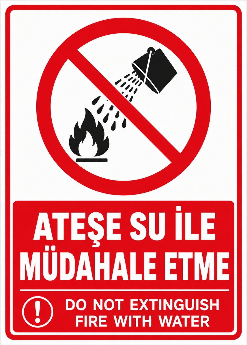 ATEŞE SU İLE MÜDAHALE ETME 21X30CM PVC ISG LEVHA