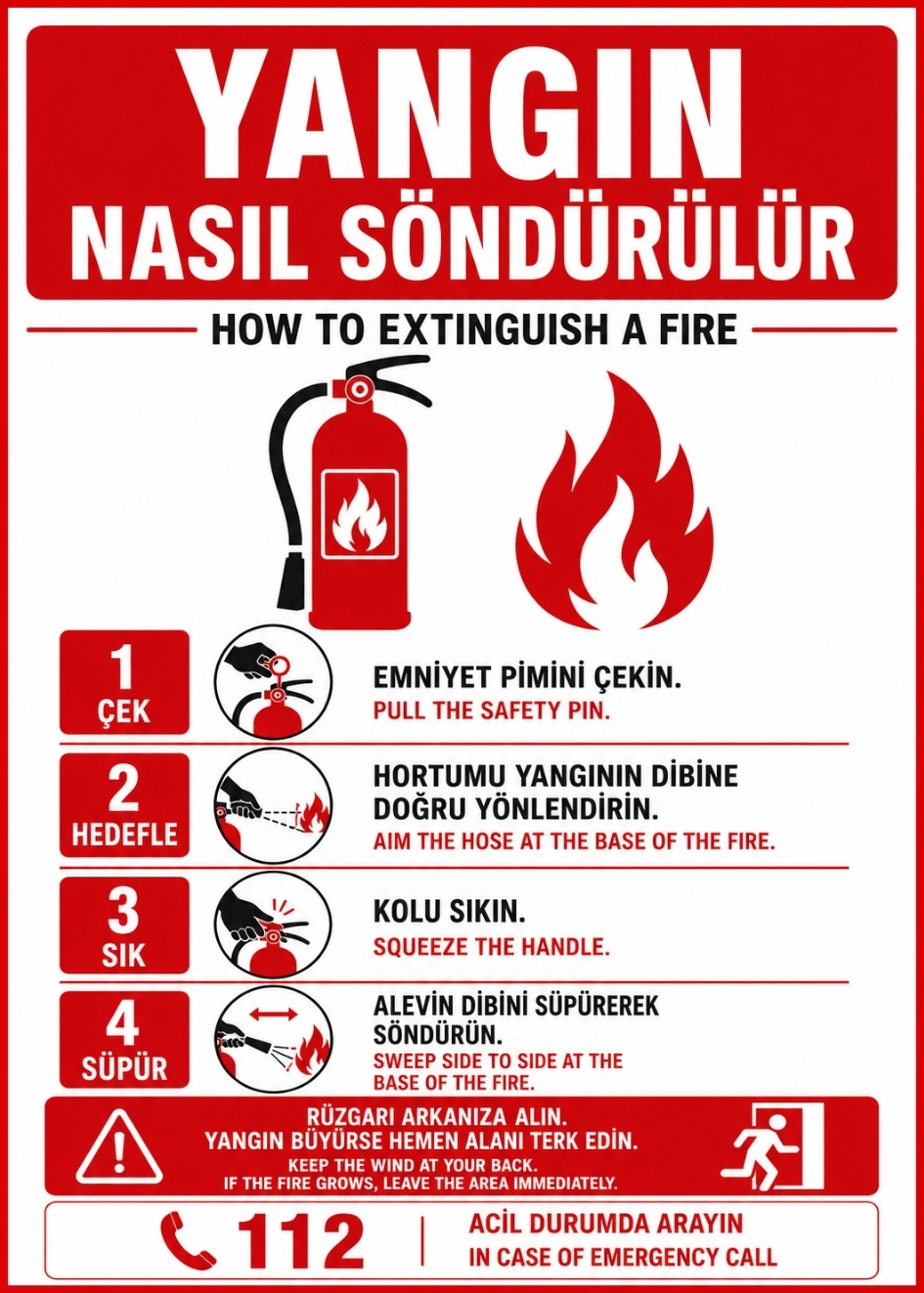 YANGIN NASIL SÖNDÜRÜLÜR 21X30CM PVC ISG LEVHA
