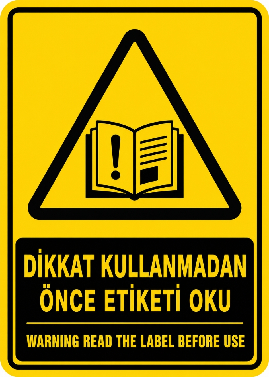 DİKKAT KULLANMADAN ÖNCE ETİKETİ OKU 21X30CM PVC ISG LEVHA DİKKAT KULLANMADAN ÖNCE ETİKETİ OKU 21X30CM PVC ISG LEVHA