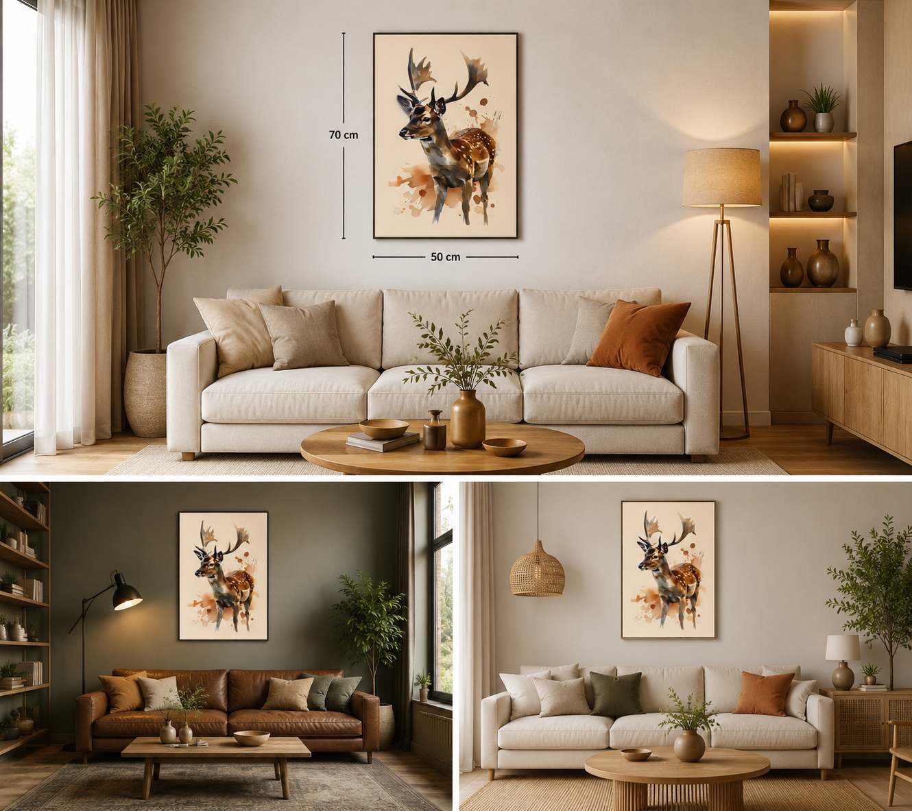 GEYİK FİGÜRLÜ WATERCOLOR DUVAR TABLOSU 50X70CM - PVC CANLI UV BASKI ÇERÇEVESİZ TABLO