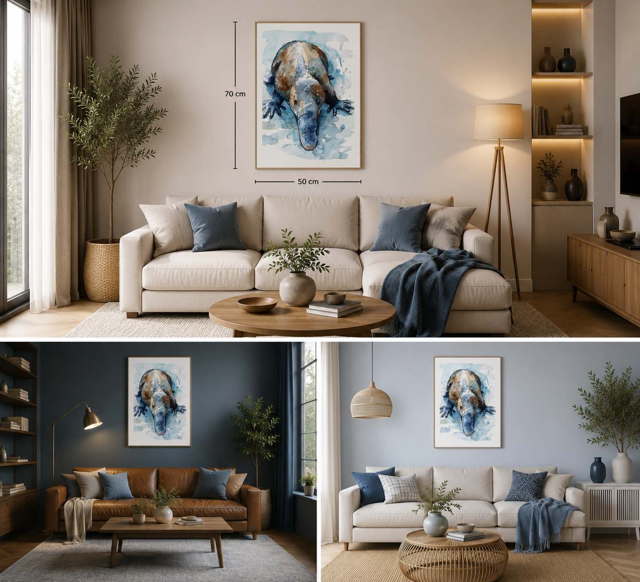ORNİTORENK FİGÜRLÜ WATERCOLOR DUVAR TABLOSU 50X70CM - PVC CANLI UV BASKI ÇERÇEVESİZ TABLO