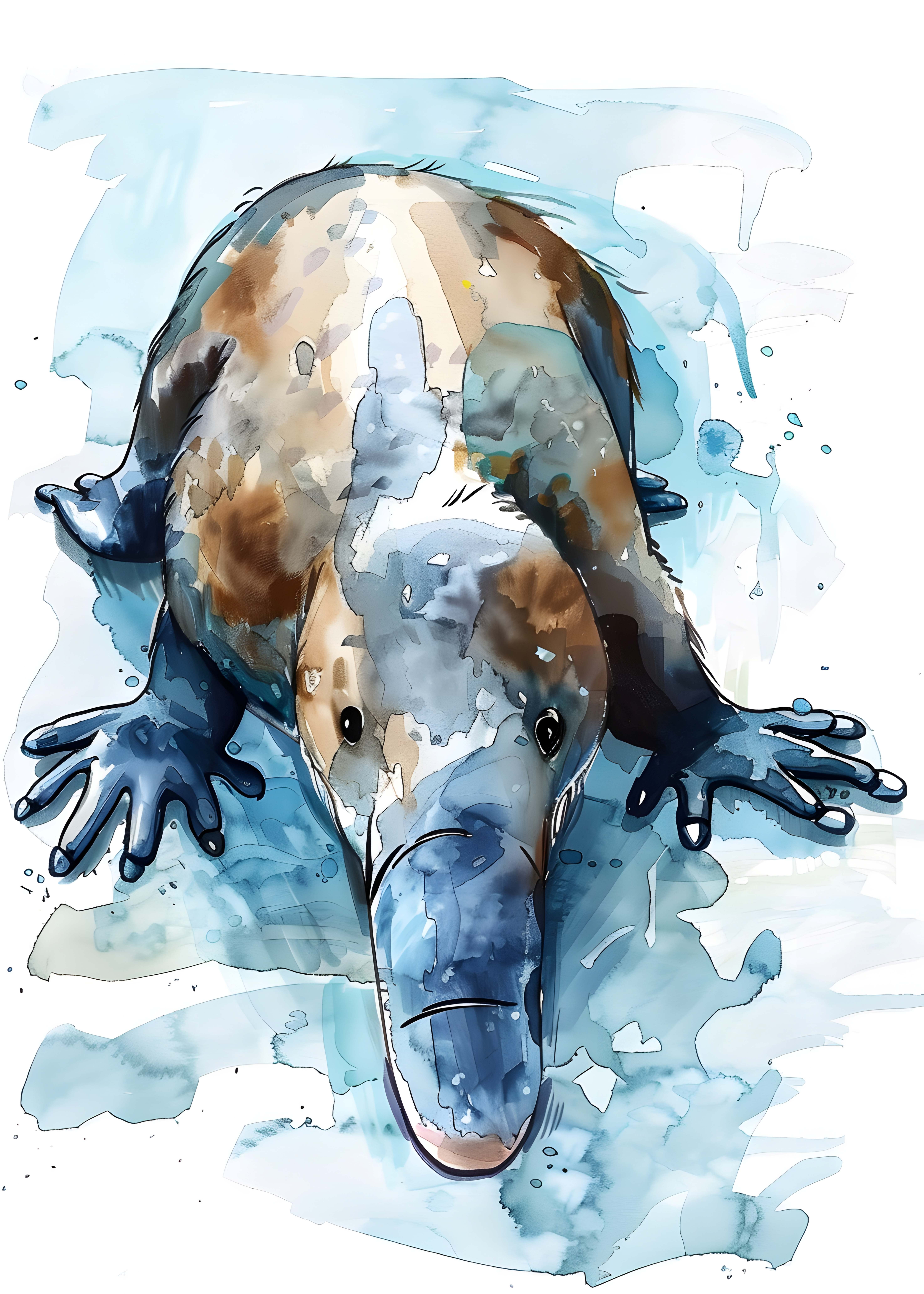 ORNİTORENK FİGÜRLÜ WATERCOLOR DUVAR TABLOSU 50X70CM - PVC CANLI UV BASKI ÇERÇEVESİZ TABLO