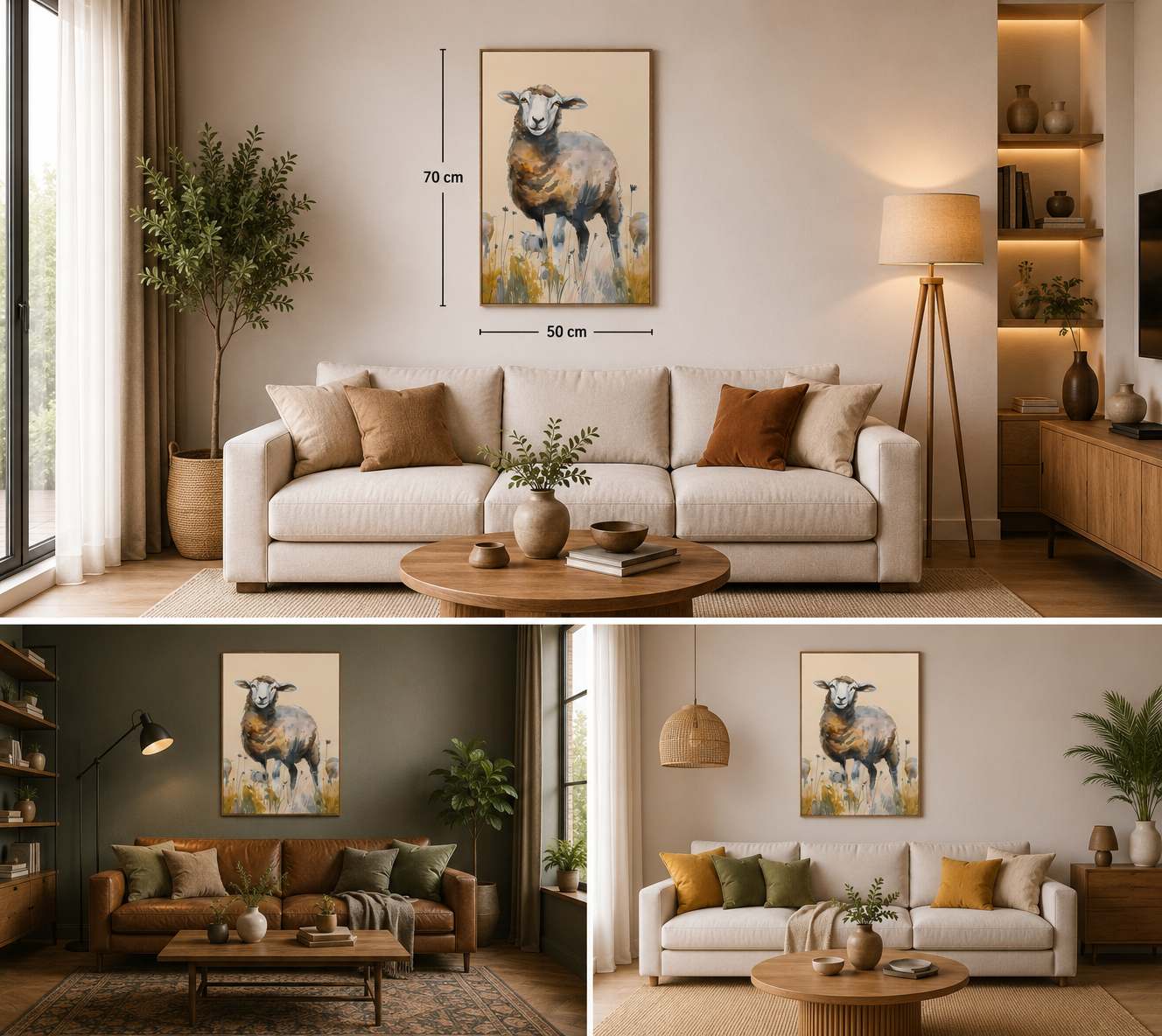KOYUN FİGÜRLÜ WATERCOLOR DUVAR TABLOSU 50X70CM - PVC CANLI UV BASKI ÇERÇEVESİZ TABLO