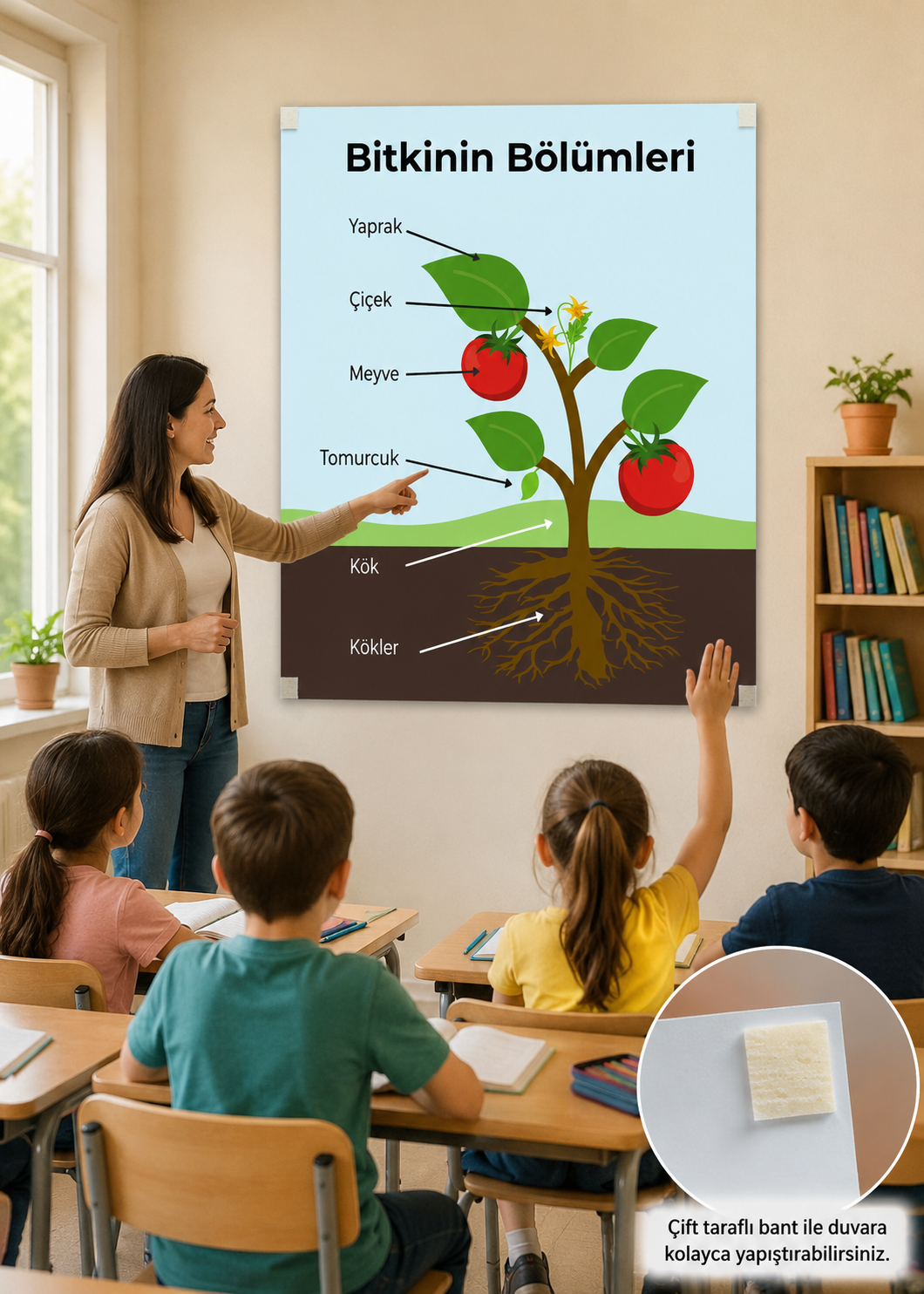 Bitkinin Bölümleri Temalı 50X70CM tek parça bristrol karton sınıf panosu