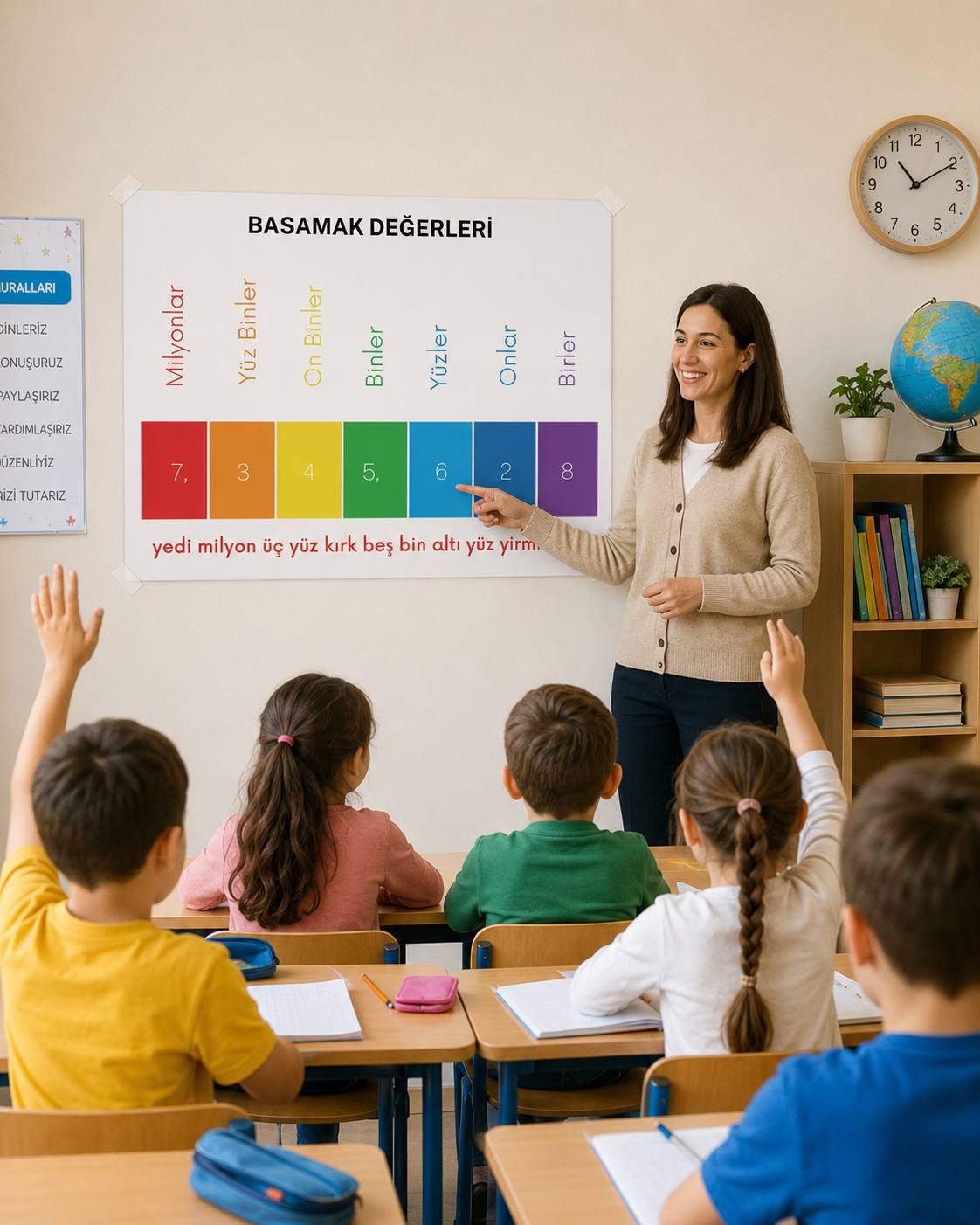 Basamak değerleri Eğitim Sınıf Panosu 50x70CM bristrol karton