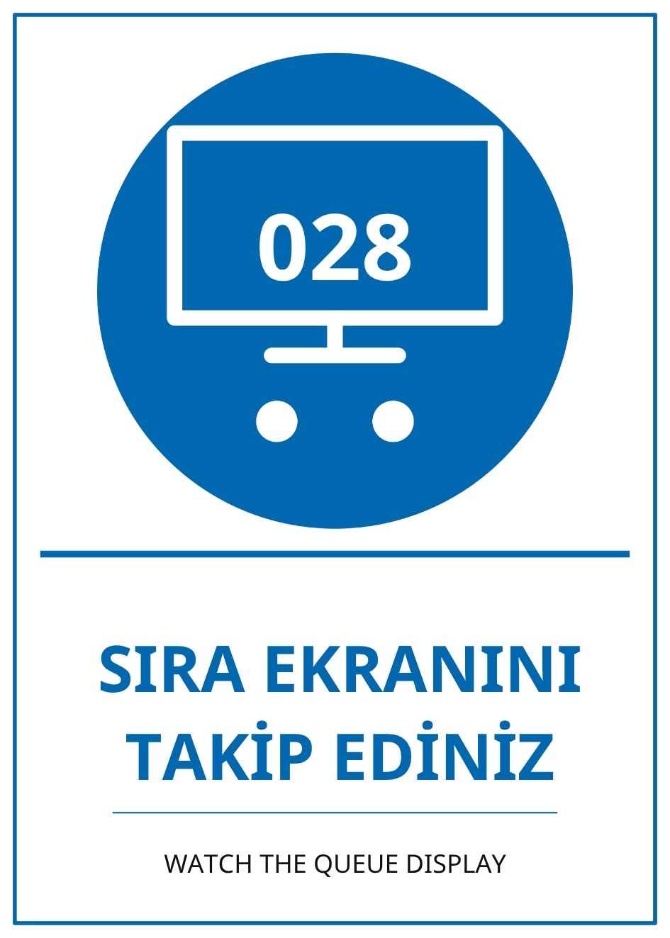 Hastane Sıra Ekranını Takip Ediniz PVC ISG Levha 21x30CM