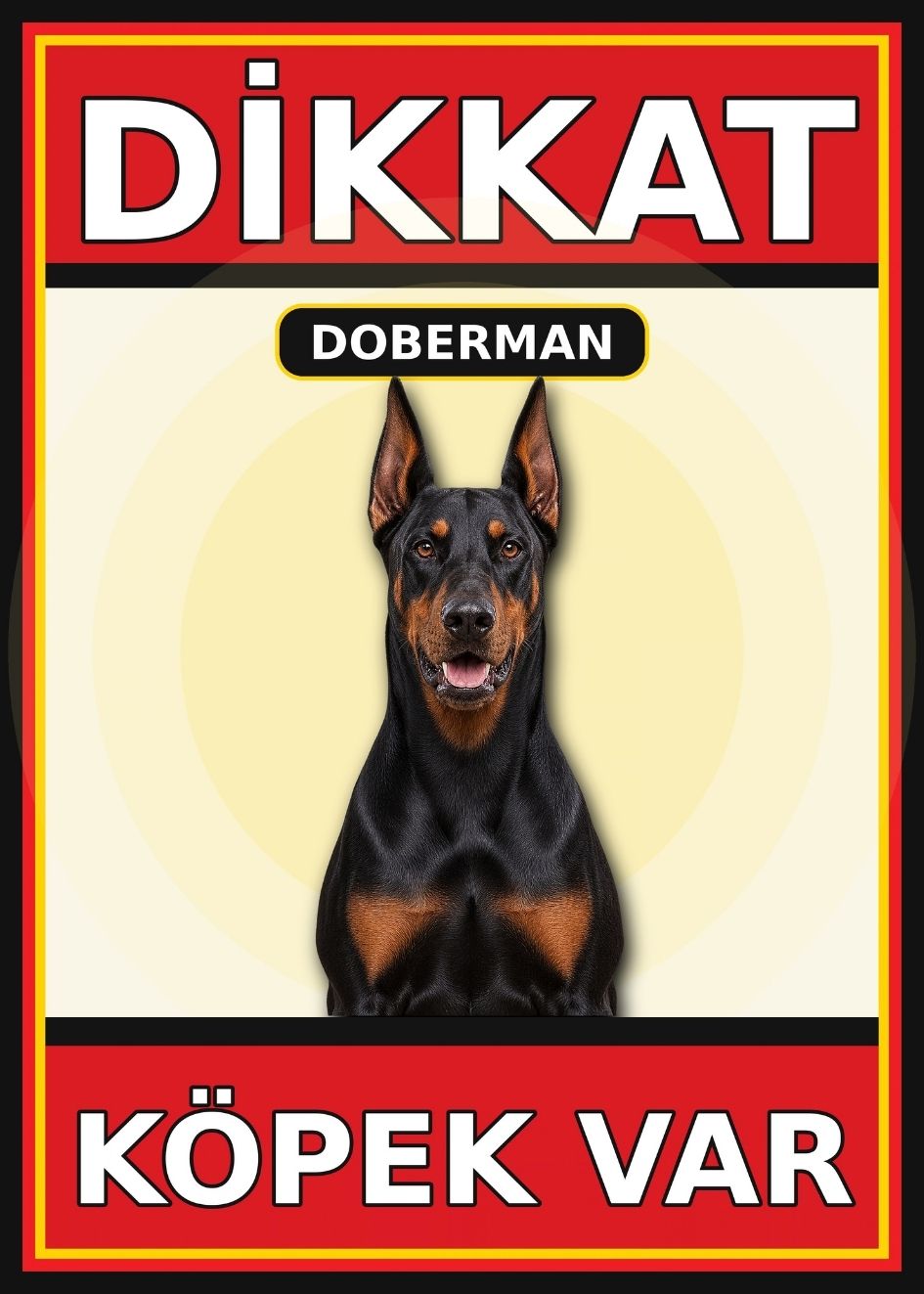 Doberman Dikkat Köpek Var Levhası 21x30 cm UV Baskılı PVC Uyarı Tabelası Doberman Dikkat Köpek Var Levhası 21x30 cm UV Baskılı PVC Uyarı Tabelası