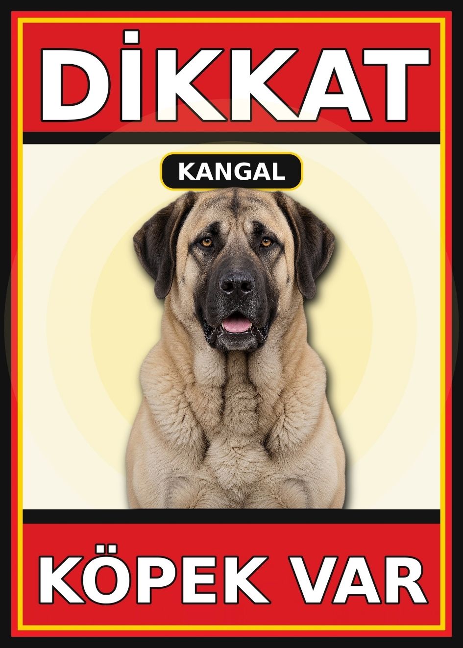 Kangal Dikkat Köpek Var Levhası 21x30 cm UV Baskılı PVC Uyarı Tabelası