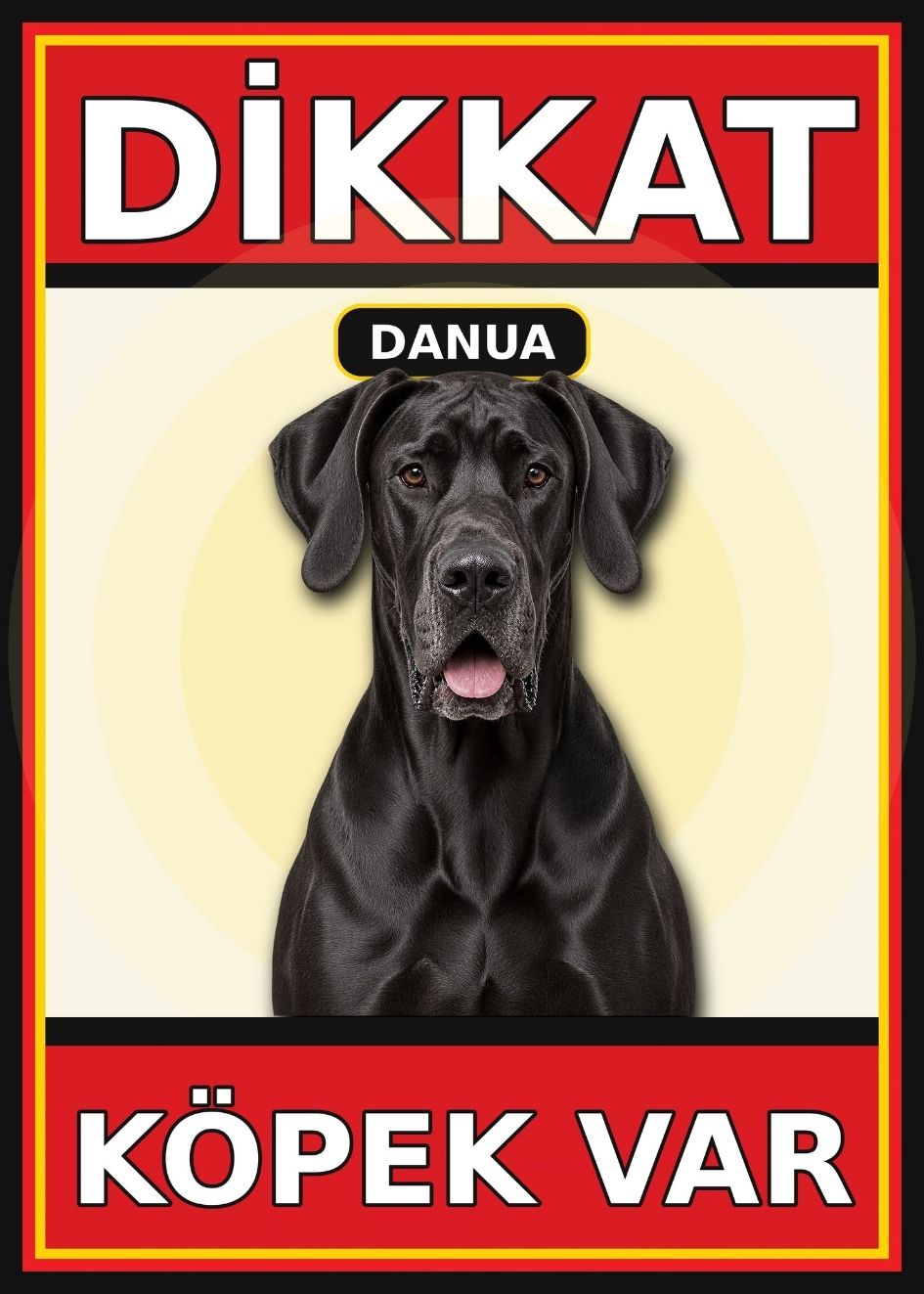 Danua Dikkat Köpek Var Levhası 21x30 cm UV Baskılı PVC Uyarı Tabelası